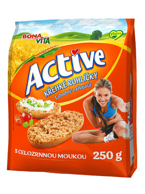 ACTIVE Krehké rožteky celozrnné 250g cena za 1 kartón (10 kusov)