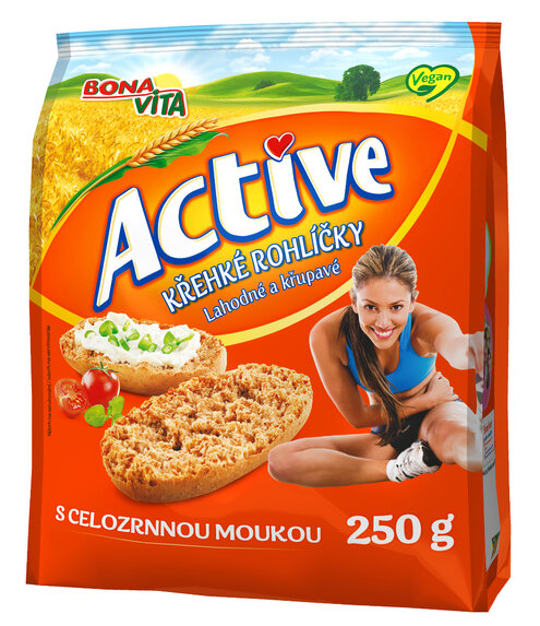 ACTIVE Krehké rožteky celozrnné 250g cena za 1 kartón (10 kusov)