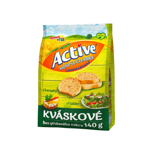 ACTIVE Kváskové sucháriky bez cukru 140g cena za 1 kartón (10 kusov)